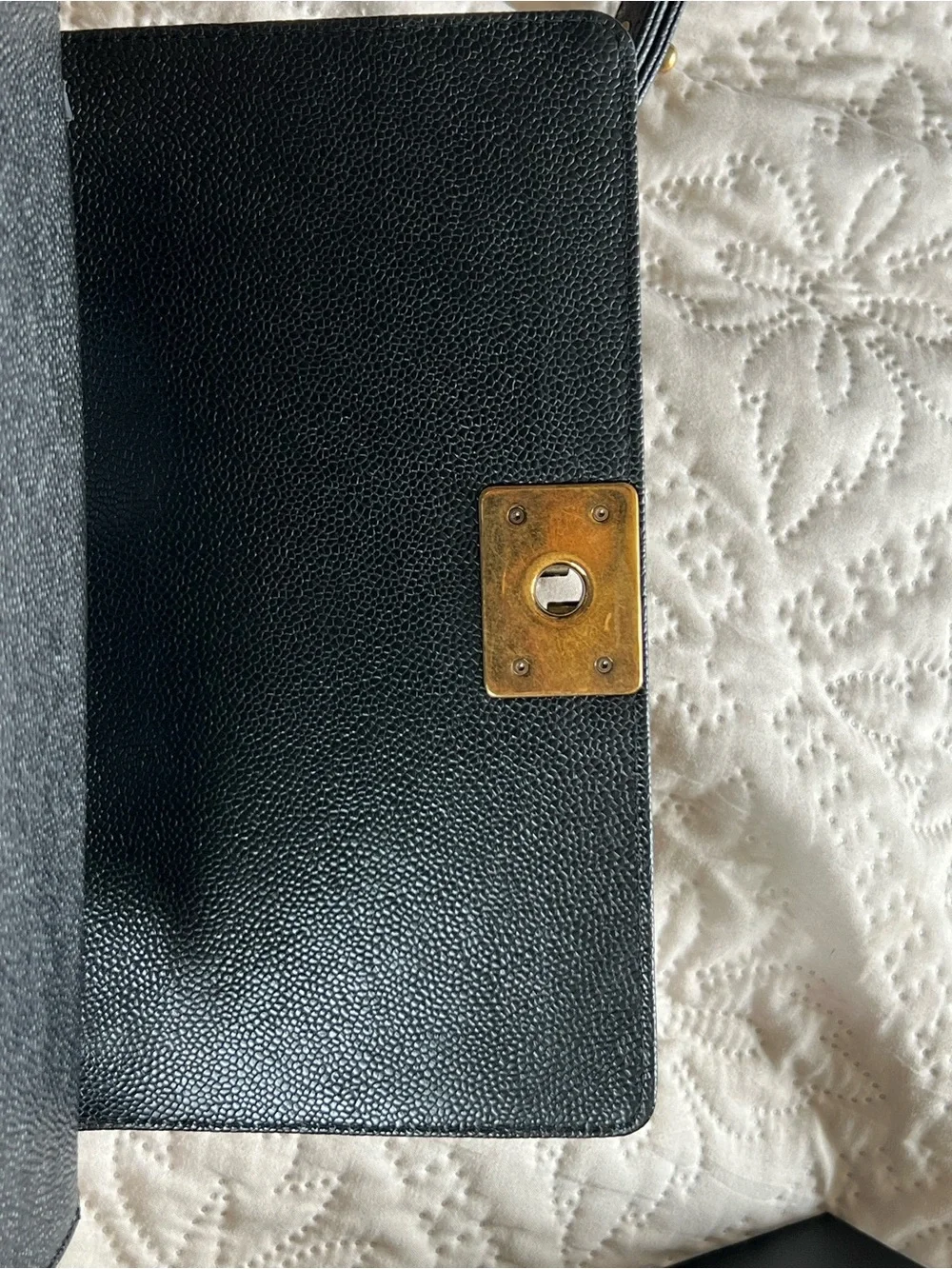 CHANEL Black Quilted Boy Bag with Gold-Tone Hardware